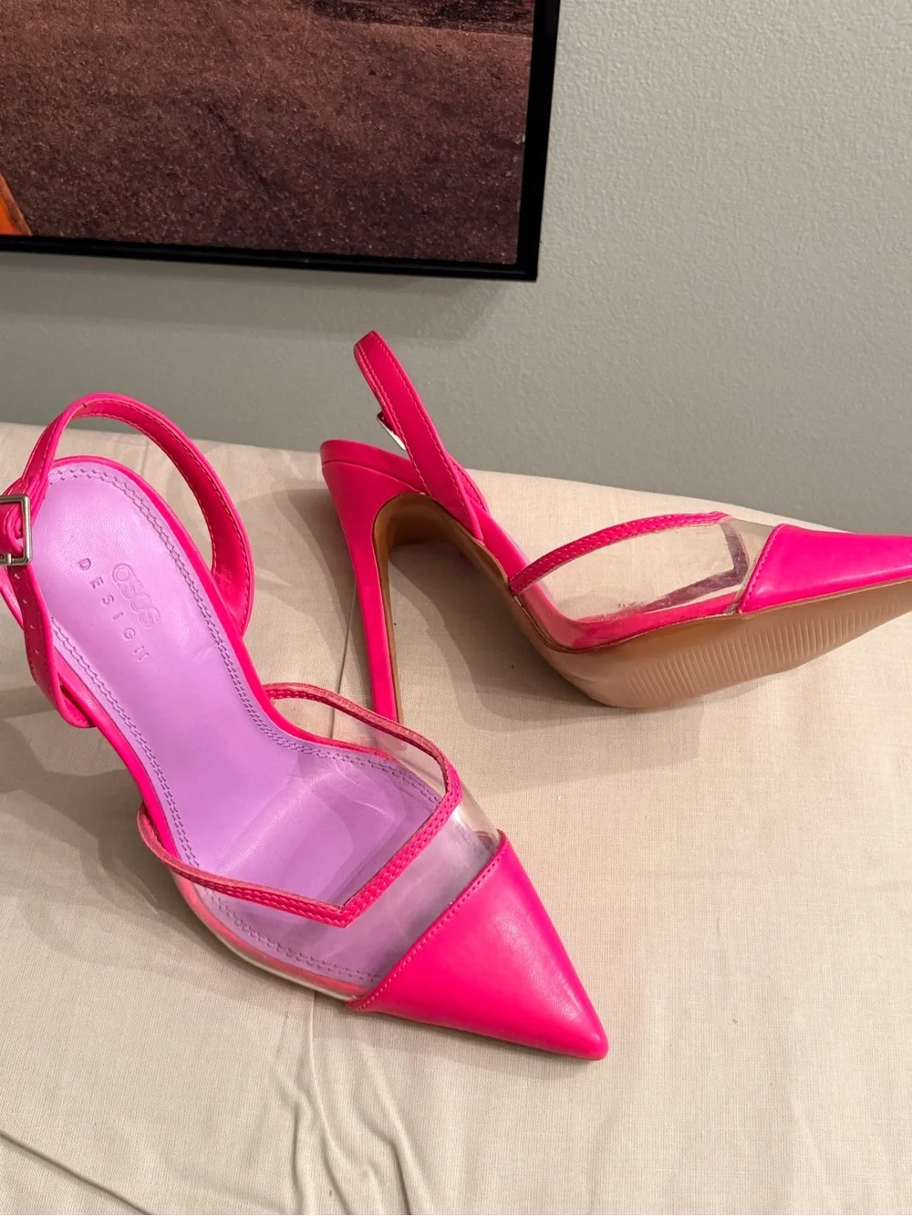 ASOS Neon Pink Pointed-Toe Slingback Heels